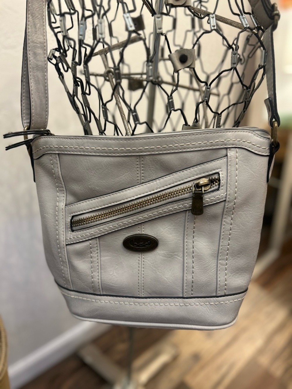 b.o.c. Light Gray Faux-Leather Crossbody Bag